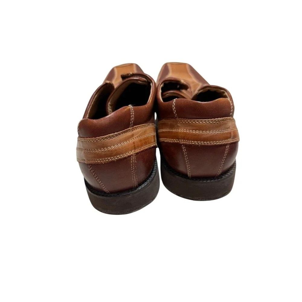 Stacy Adams Leather Slip On Dress Shoes Brown Square Toe Mens 10M - Picture 4 of 8